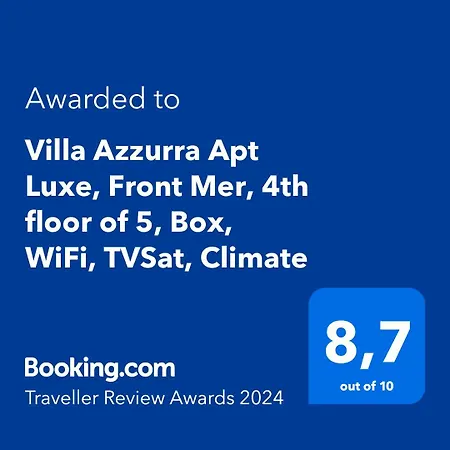 Azzurra Luxe, Front Mer, 4th Floor Of 5, Wifi, Tvsat, Climate مينتون